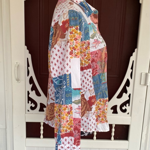 Kim Rogers Women’s Button Up Patchwork Paisley Design Top Size Medium - Picture 8 of 16